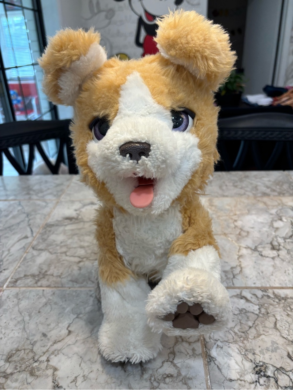 FurReal Friends Ricky Interactive Puppy Kids 14in Tan White Plush Dog Toy Works
